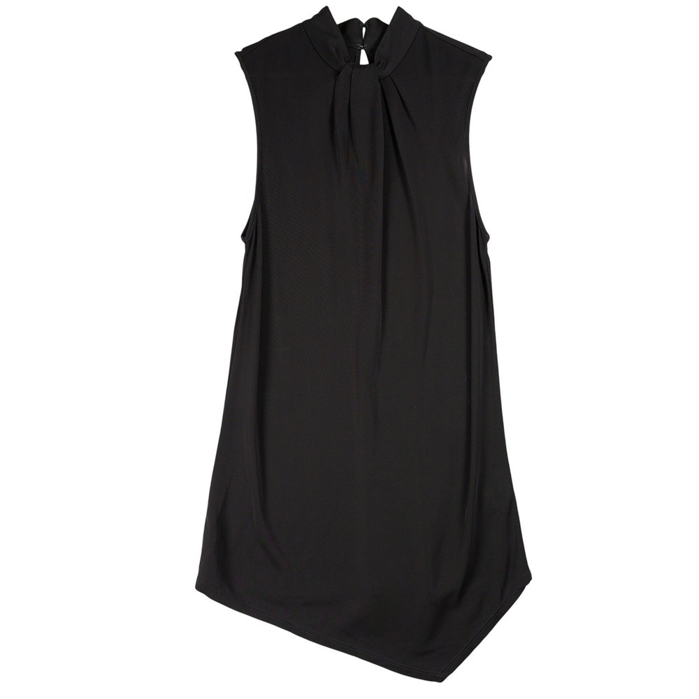 SABA Womens Black Viscose Sleeveless Asymmetrical Tie Neck Mini‎ Dress XS